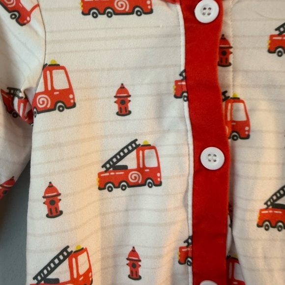 Red and White Footies One Piece with Gingham Cuffs NB - Picture 4 of 5